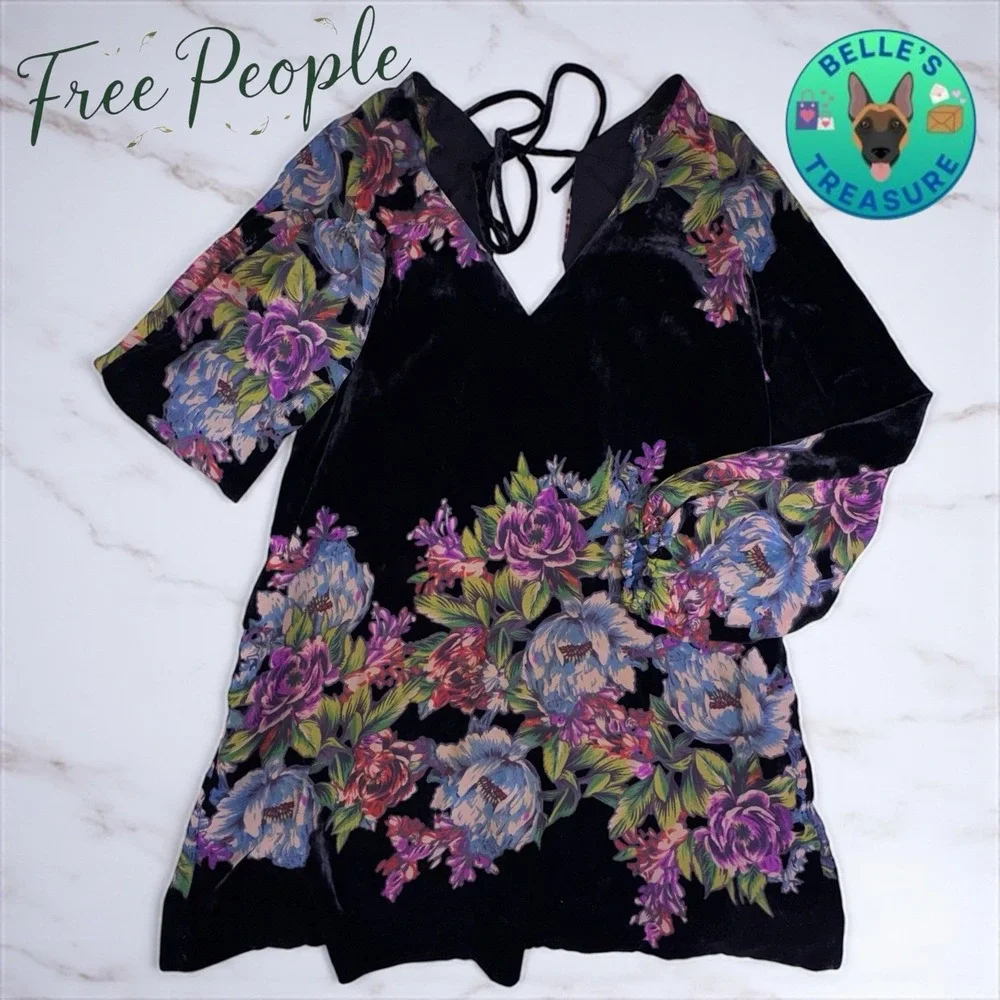 Free People Dress‎ Womens Small Misha Velvet Burnout Mini Witchy Whimsigoth